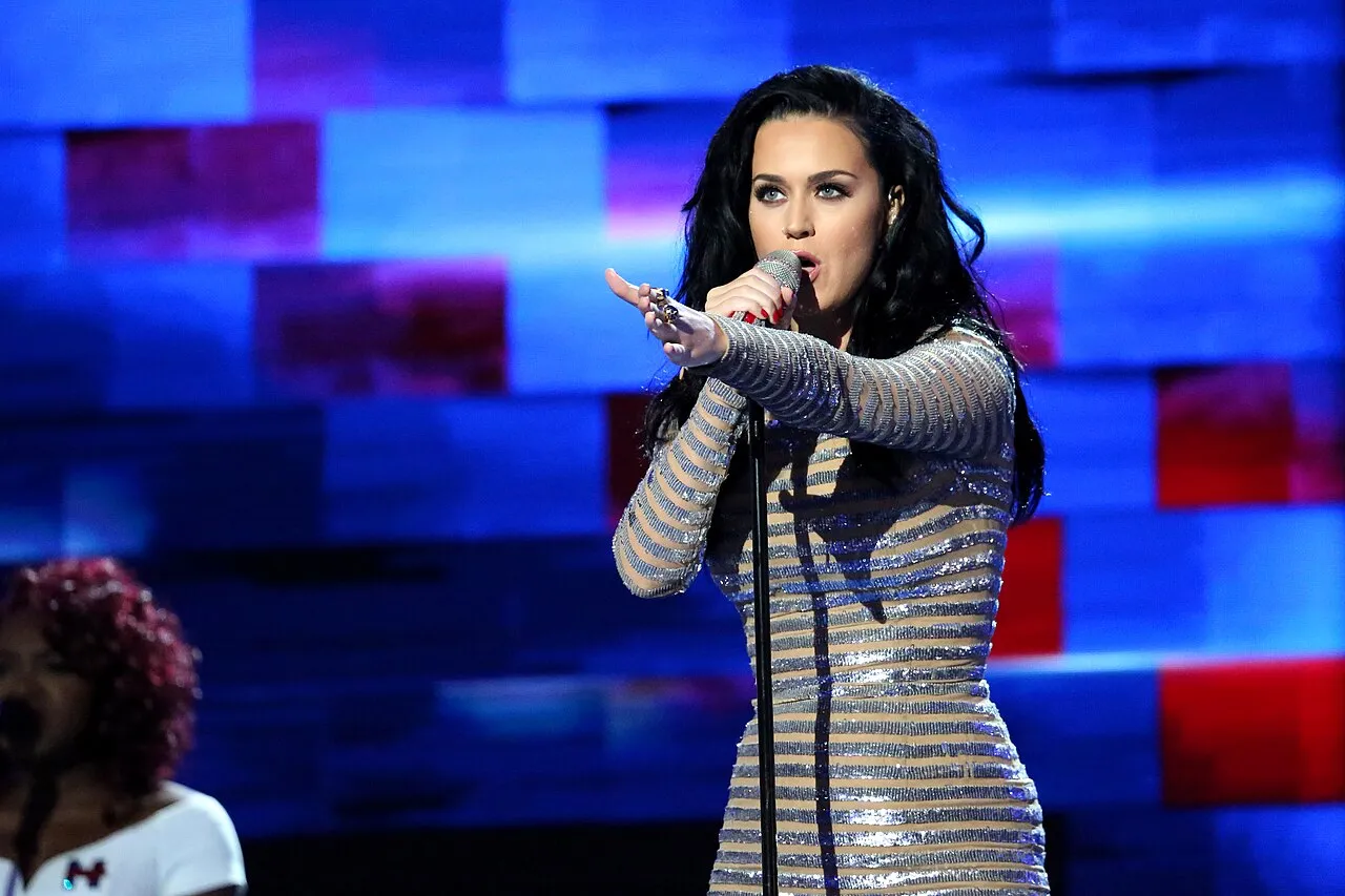 Katy Perry performing at the DNC in 2016