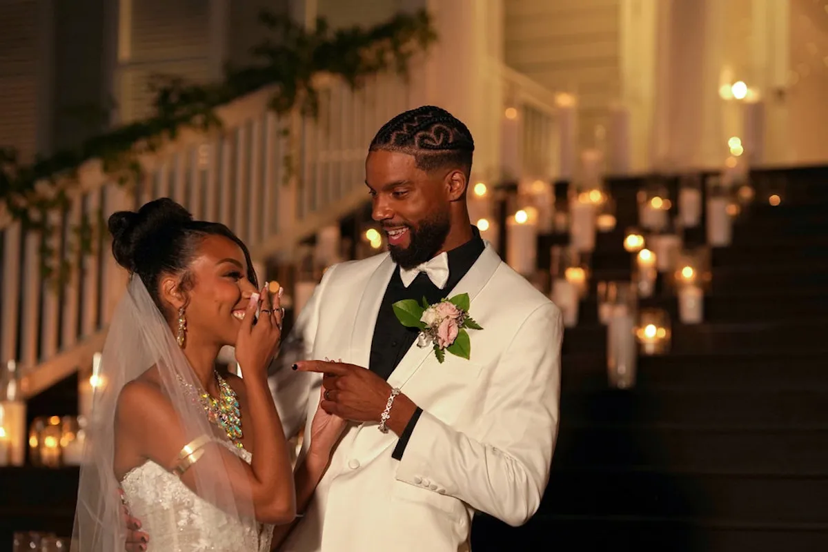 BelleJolie and Mecca from 'Married at First Sight' Season 20 on their wedding day