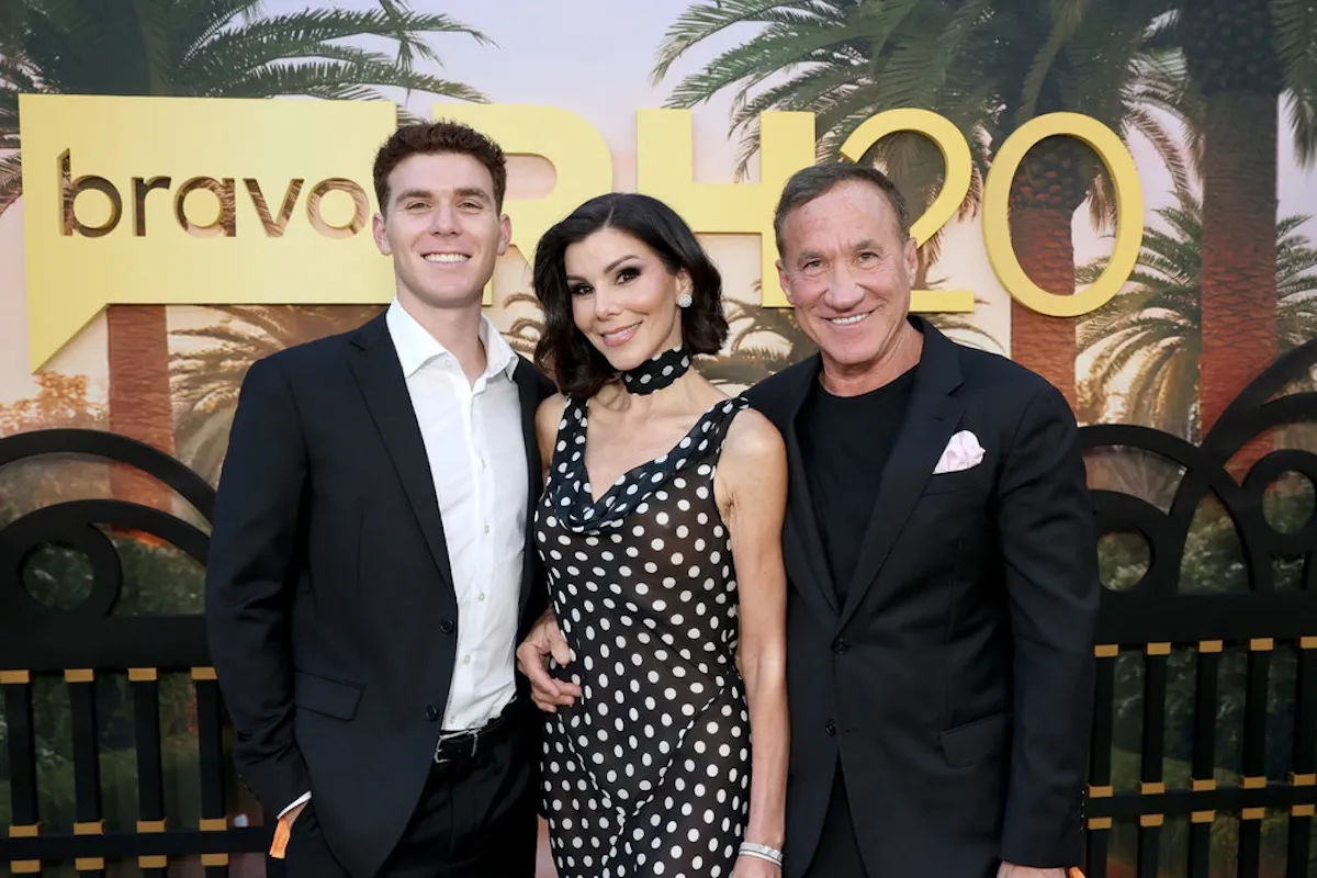 Nick Dubrow, Heather Dubrow, and Terry Dubrow pose for a photo at the 'RHOC' Season 20 premiere party