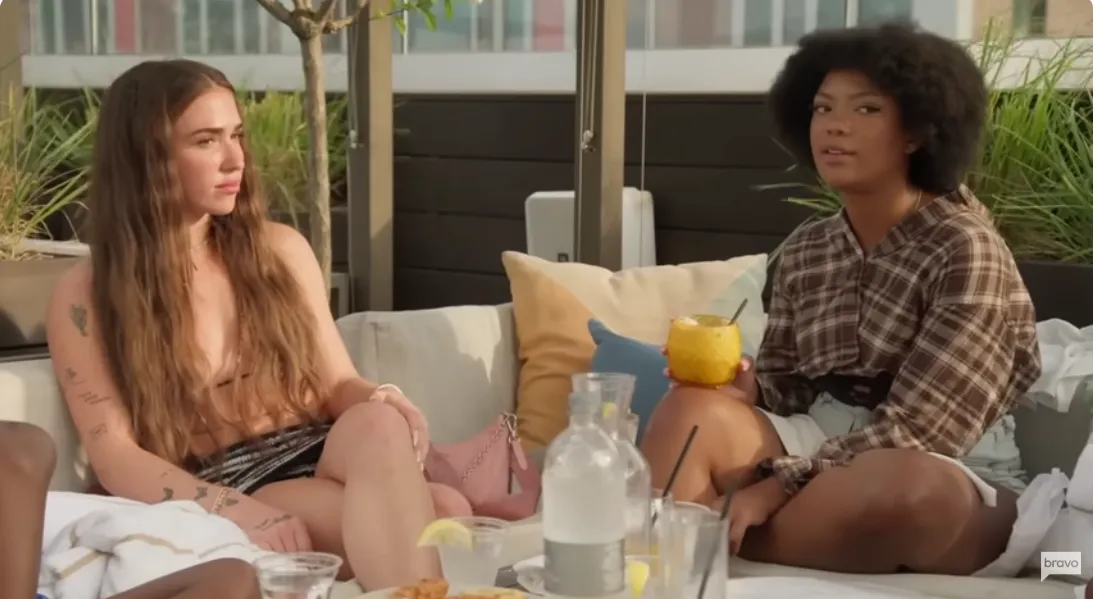 Ariana Biermann and Riley Burruss sit togethe during an episode of 'Next Gen NYC'