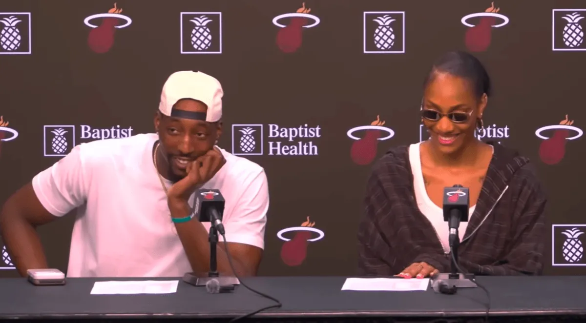 Screenshot of Bam Adebayo and A'ja Wilson during press after Bam's historic game