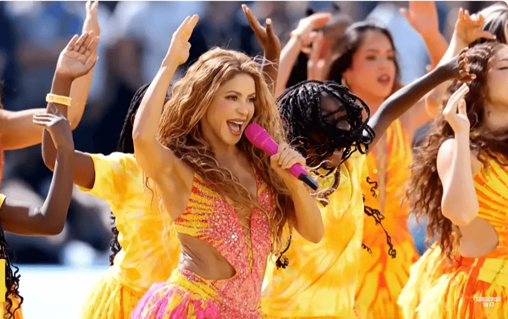 Screenshot of Shakira during FIFA World Cup Halftime Show