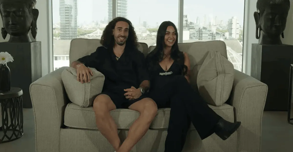 Screenshot of soccer star Marc Cucurella and his partner, Claudia Rodriguez