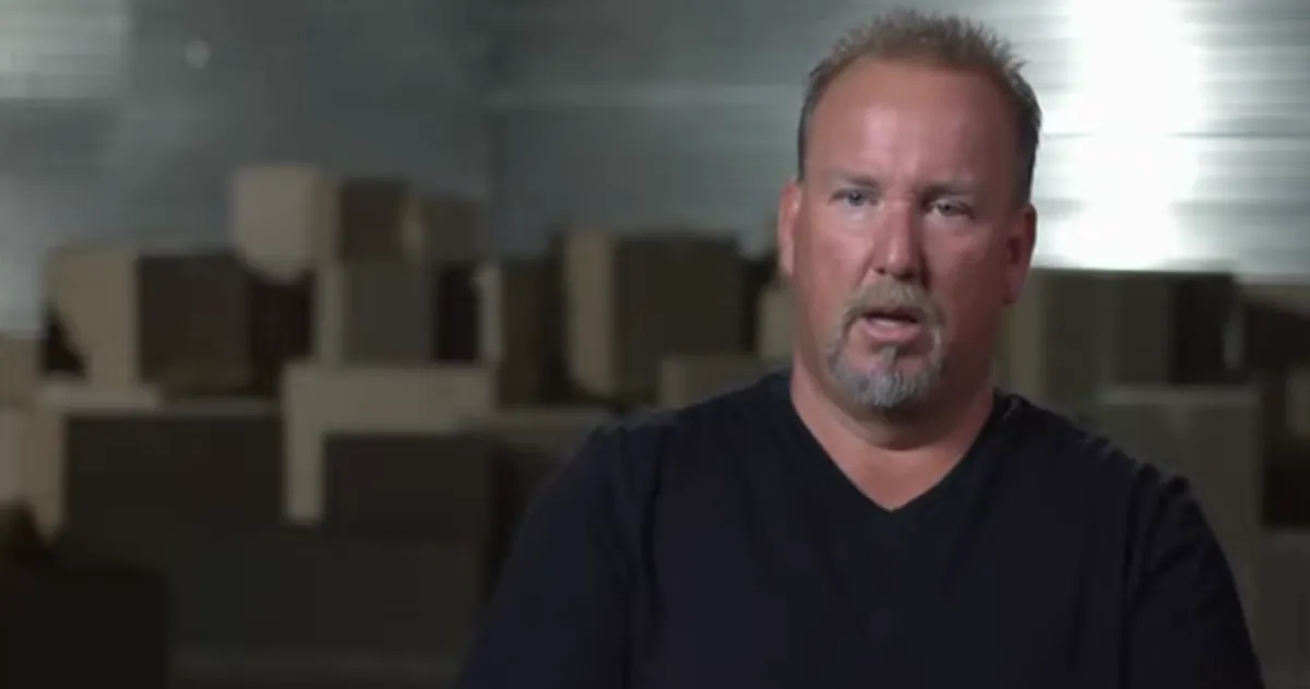 Screenshot of Darrell Sheets during a 'Storage Wars' interview segment