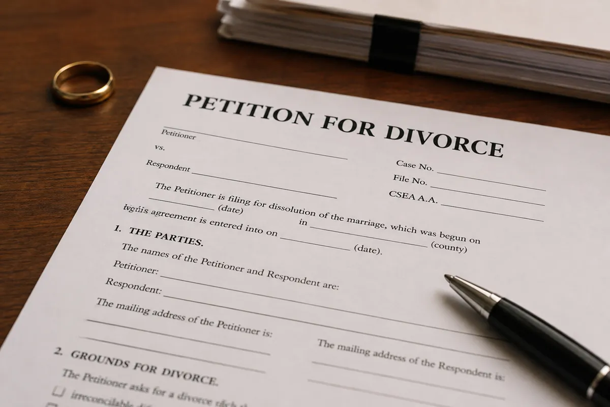divorce petition paperwork