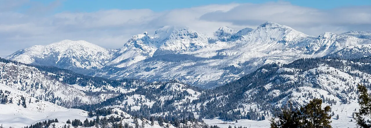 Panoramic view of snow-covered mountains in Montana