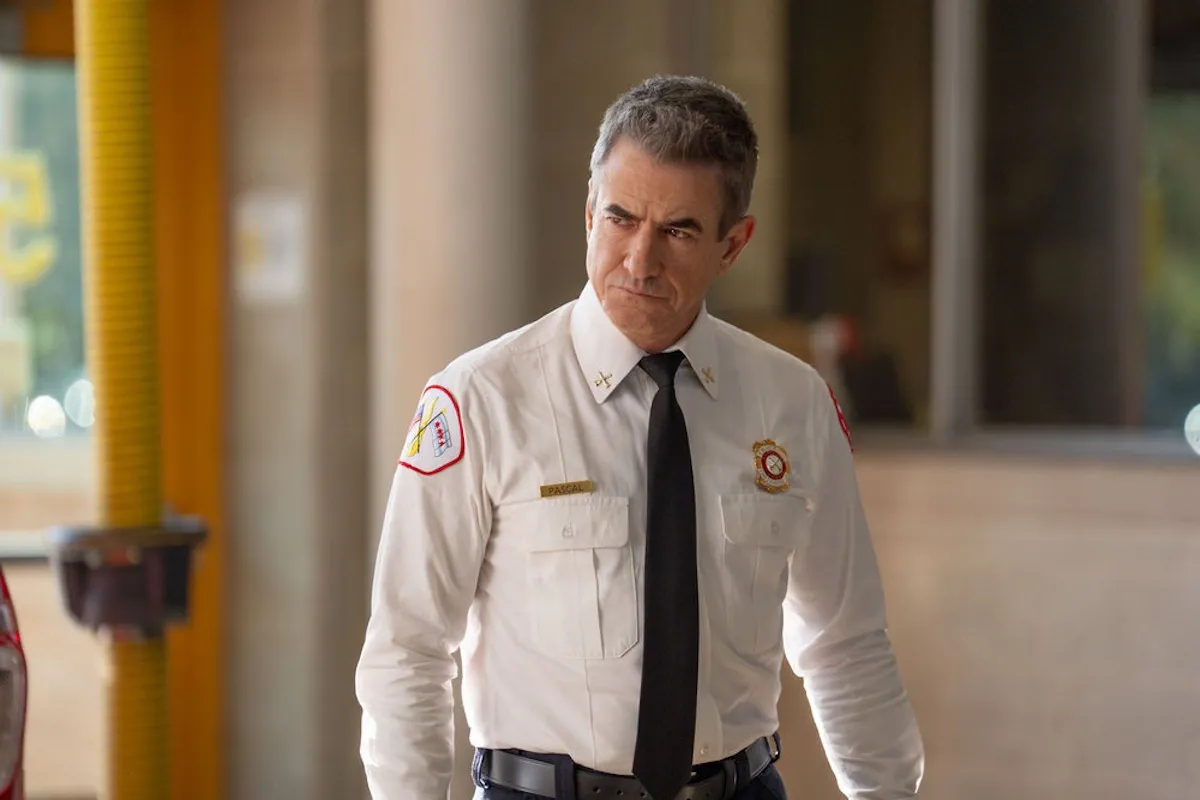 Dermot Mulroney wearing his fire chief uniform in 'Chicago Fire'