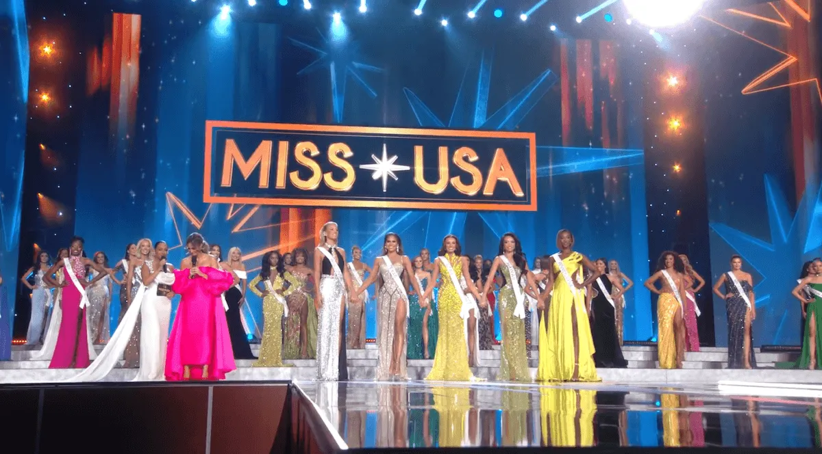 Contestants on stage at the Miss USA pageant