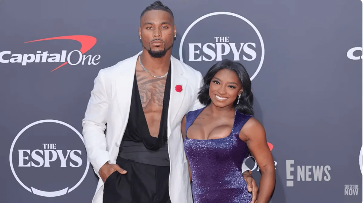 Screenshot of Jonathan Owens and Simone Biles