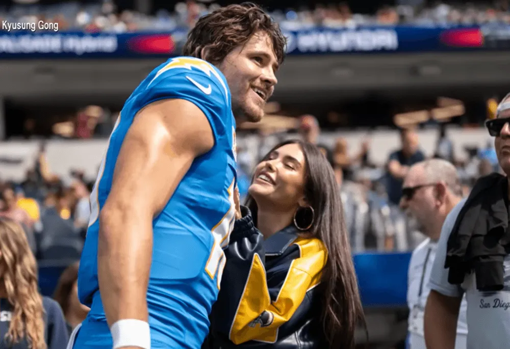 Screenshot of quarterback Justin Herbert and singer Madison Beer