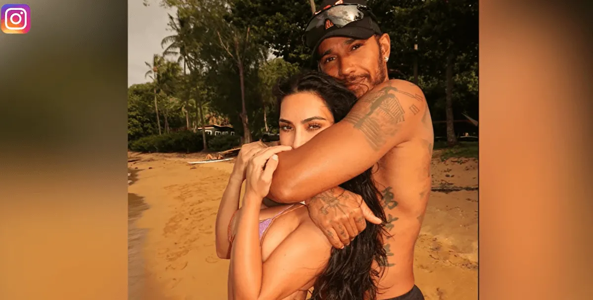 Screenshot of Kim Kardashian and Lewis Hamilton
