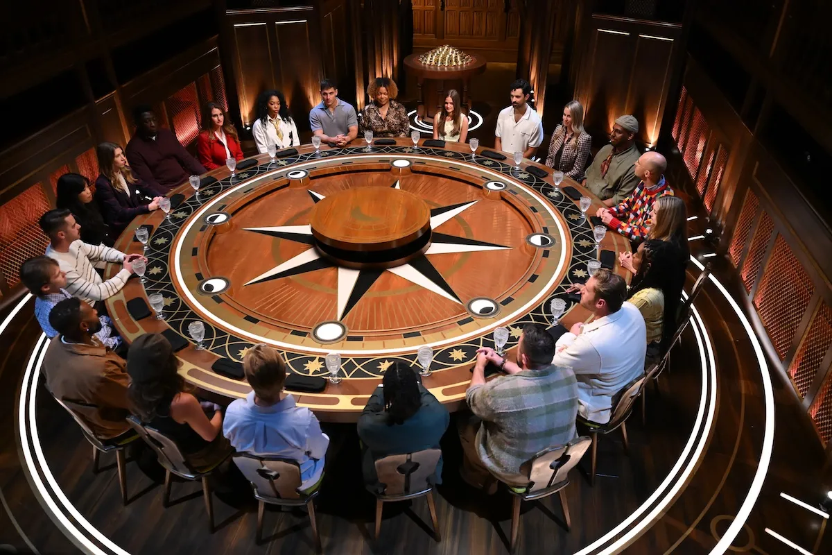 The Traitors New Blood cast sitting around the round table