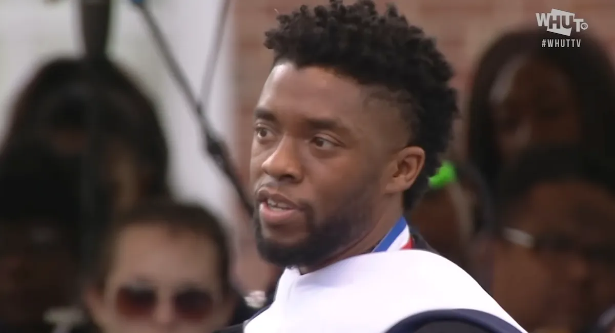 Chadwick Boseman speaking Howard University's commencement in 2018