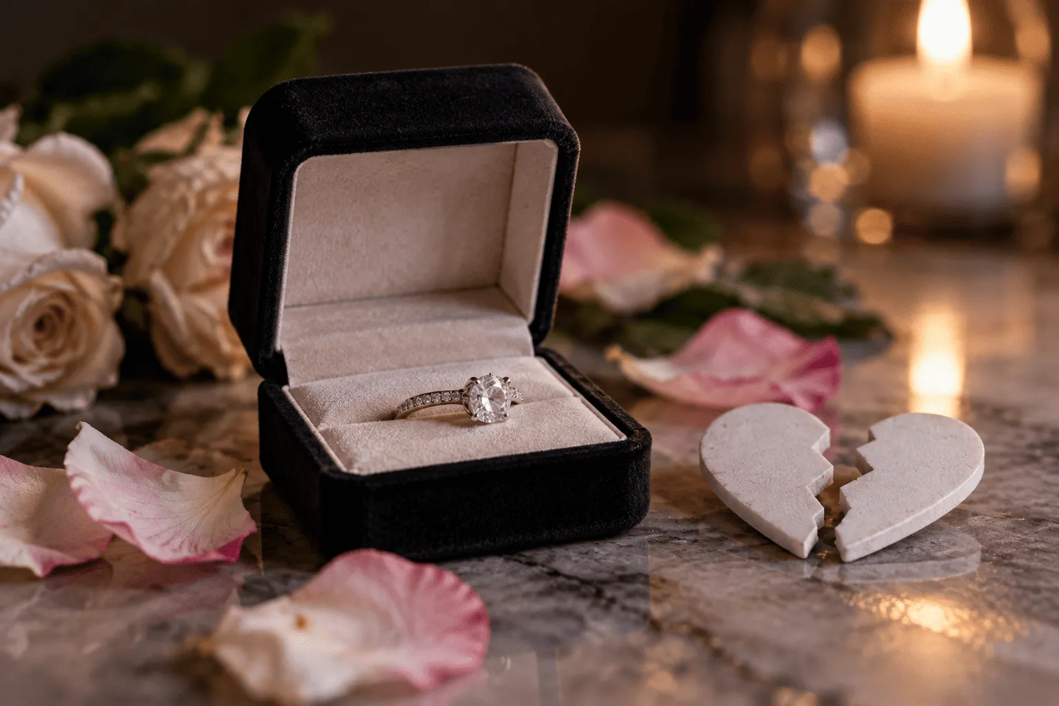 A ring box and a broken heart