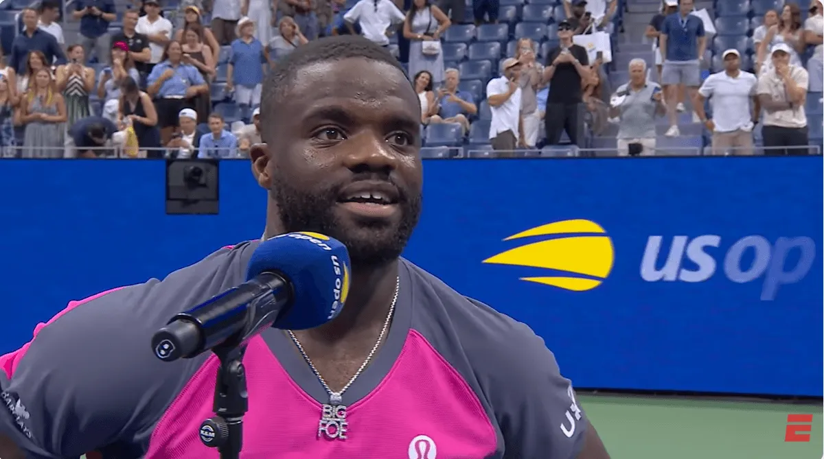 Screenshot of Frances Tiafoe at the U.S. Open