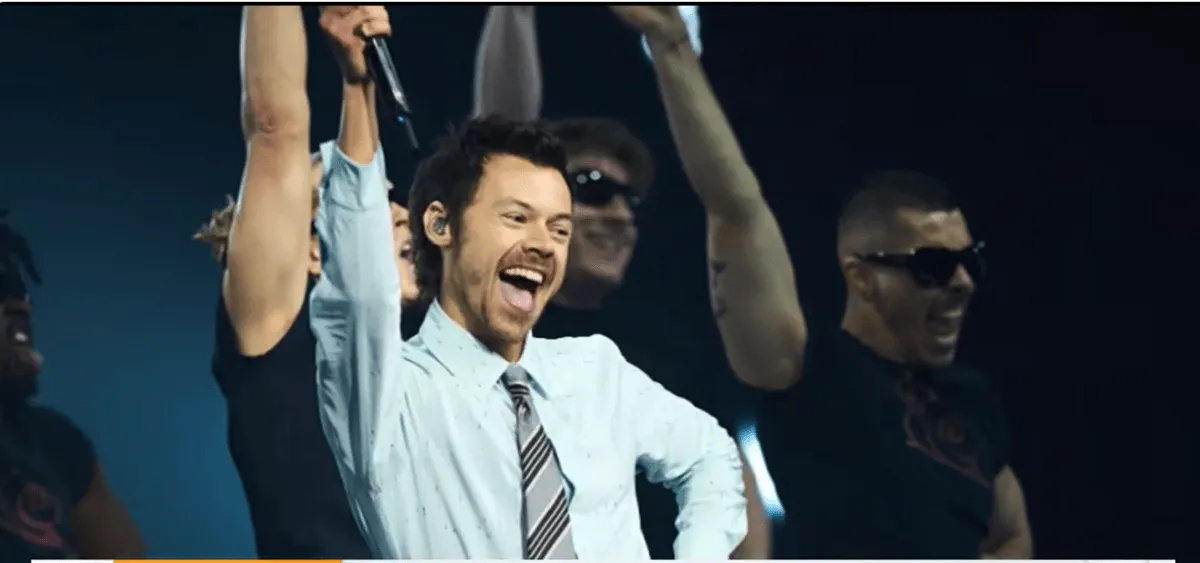 Screenshot of Harry Styles onstage at MSG