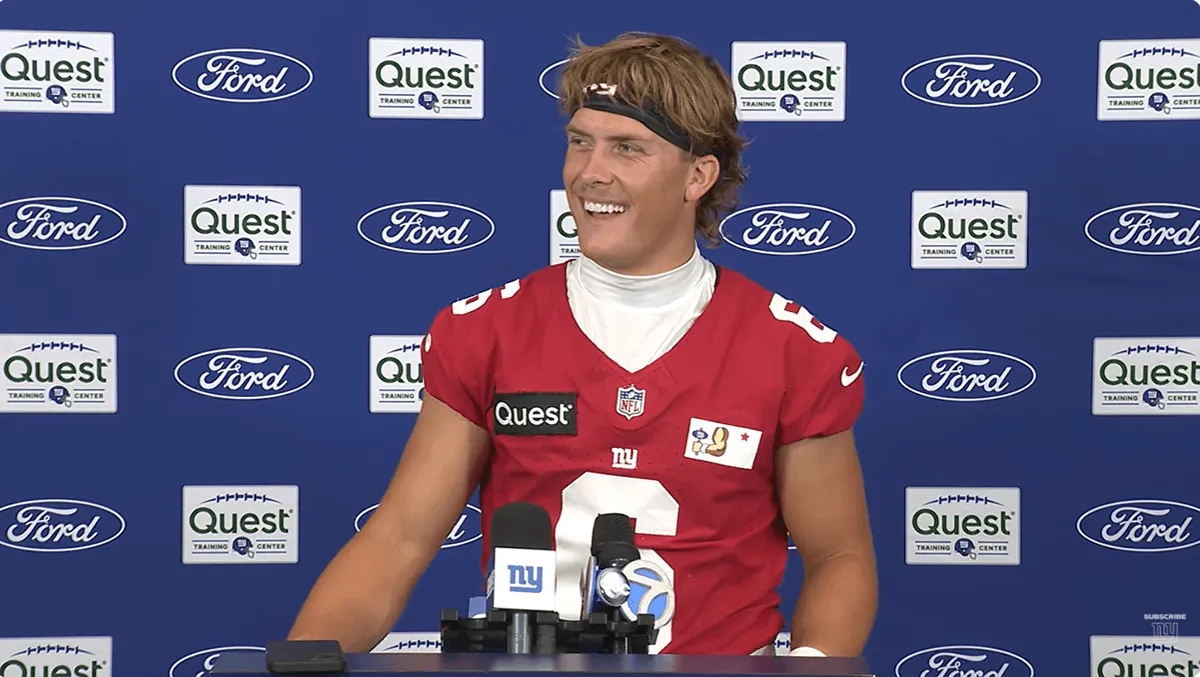 Screenshot of New York Giants quarterback Jackson Dart
