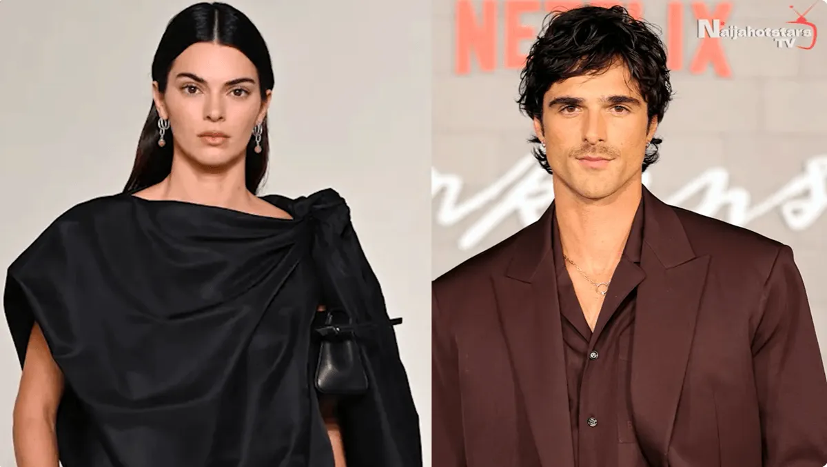 Side-by-side screenshot of Kendall Jenner and Jacob Elordi