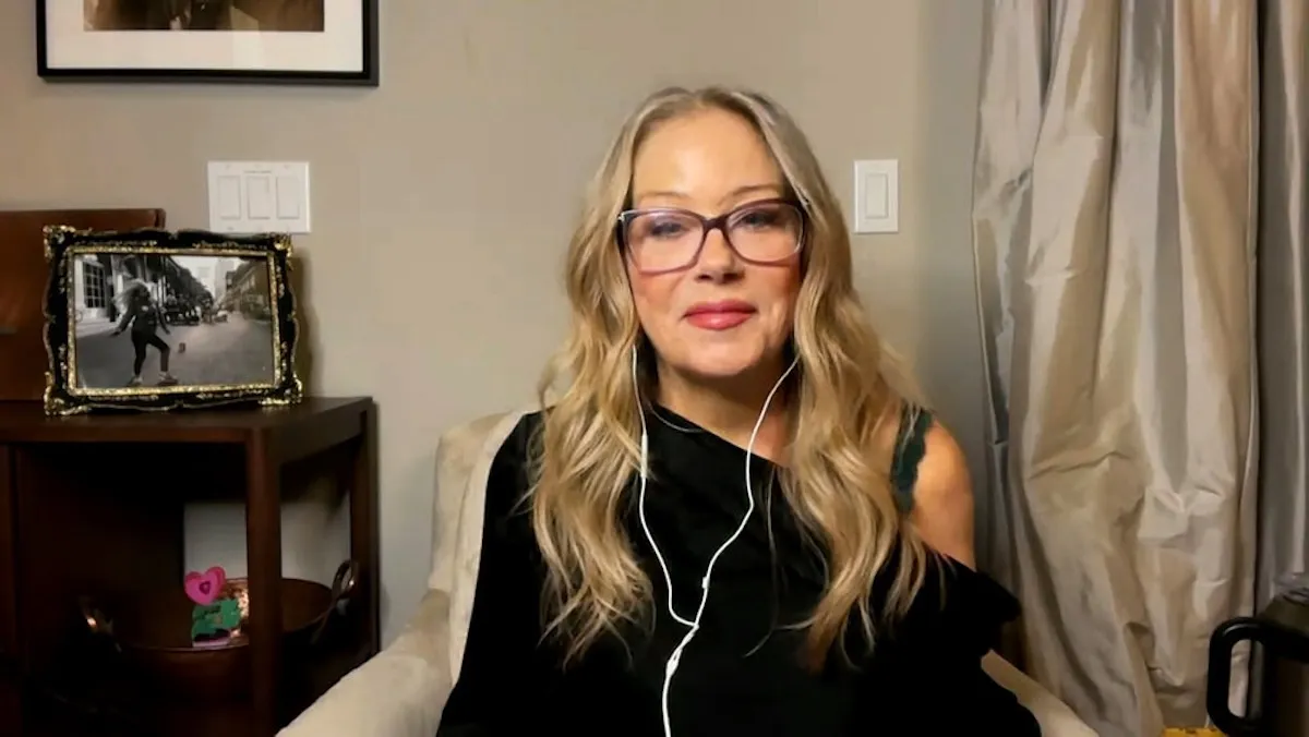 Christina Applegate appears via video on 'Watch What Happens Live'