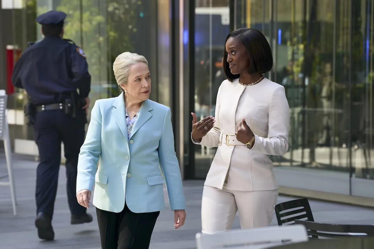Kathy Bates and Skye P Marshall walking and talking in 'Matlock'