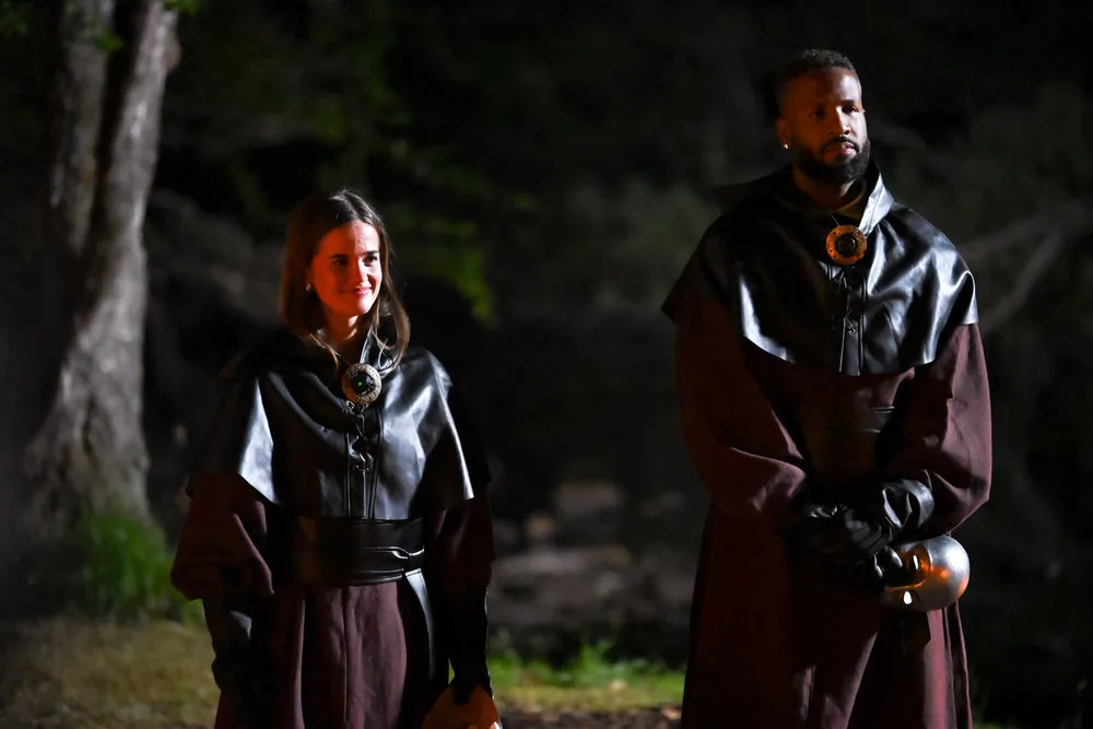 On 'The Traitors: New Blood,' Katie and Xavier stand together.