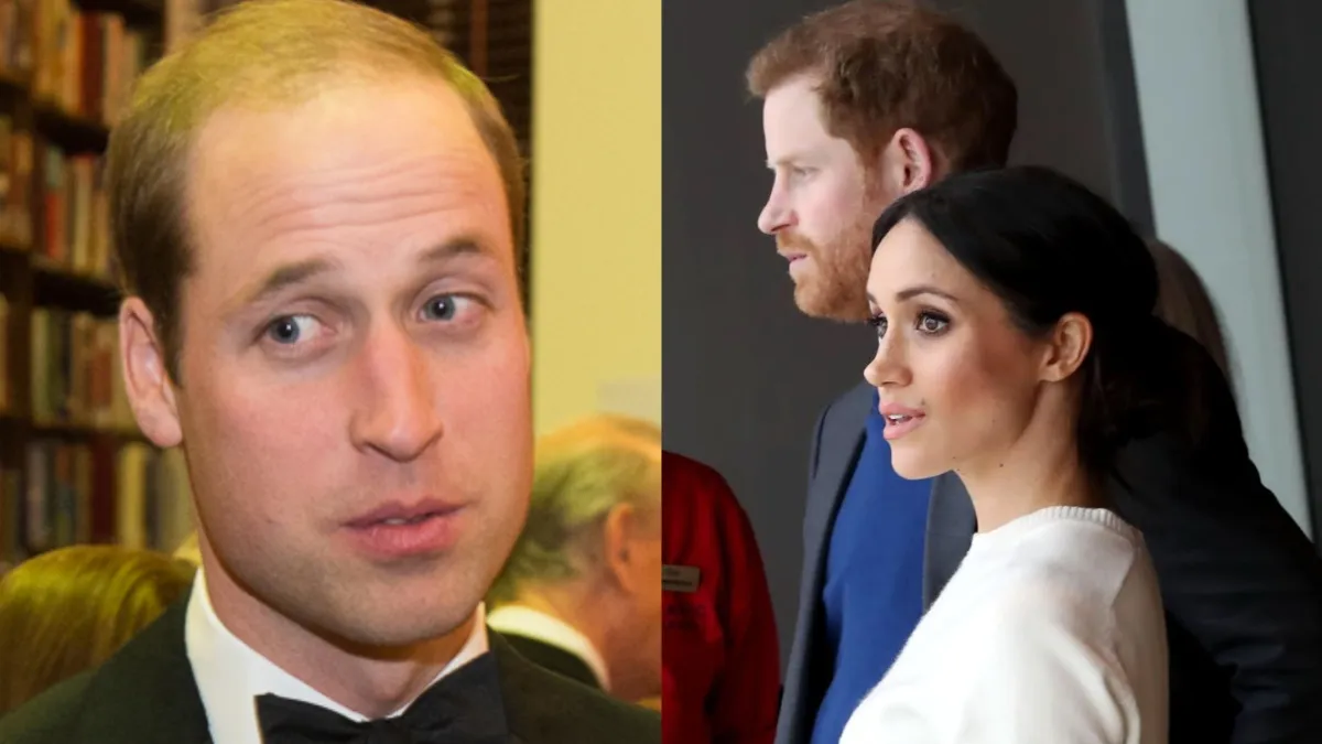 The Sussexes' U.K. future looks shaky as Prince William awaits their exit. (Image Credit: (L) Chatham House, CC BY 2.0, via Wikimedia Commons, (R) Northern Ireland Office, CC BY 2.0, via Wikimedia Commons)